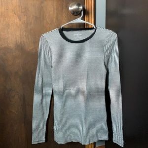 Women’s Black and White Striped Long Sleeve Tee